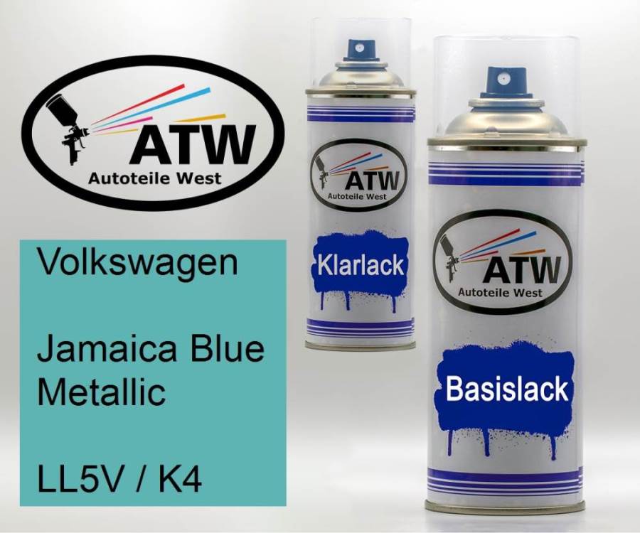 Volkswagen, Jamaica Blue Metallic, LL5V / K4: 400ml Sprühdose + 400ml Klarlack - Set, von ATW Autoteile West.